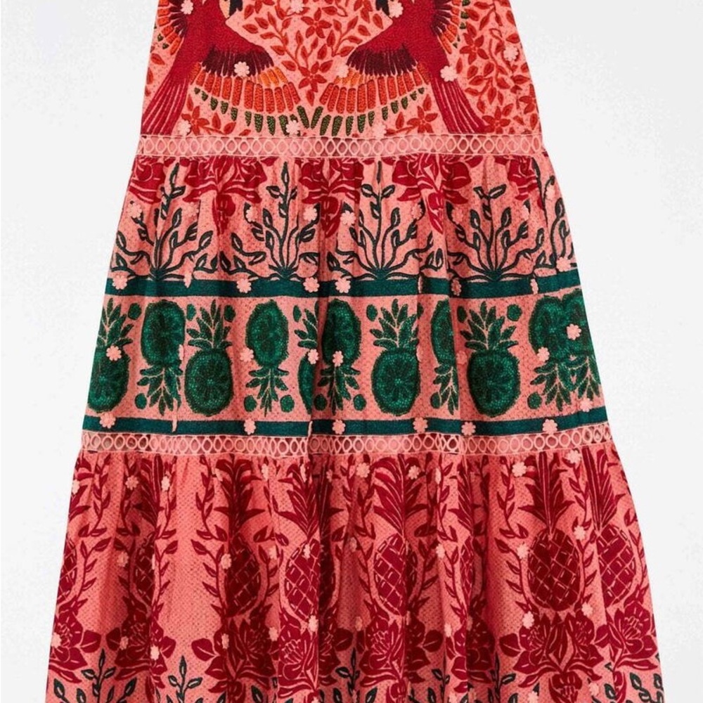 FARM RIO Ainika Macaws Maxi Skirt with Belt